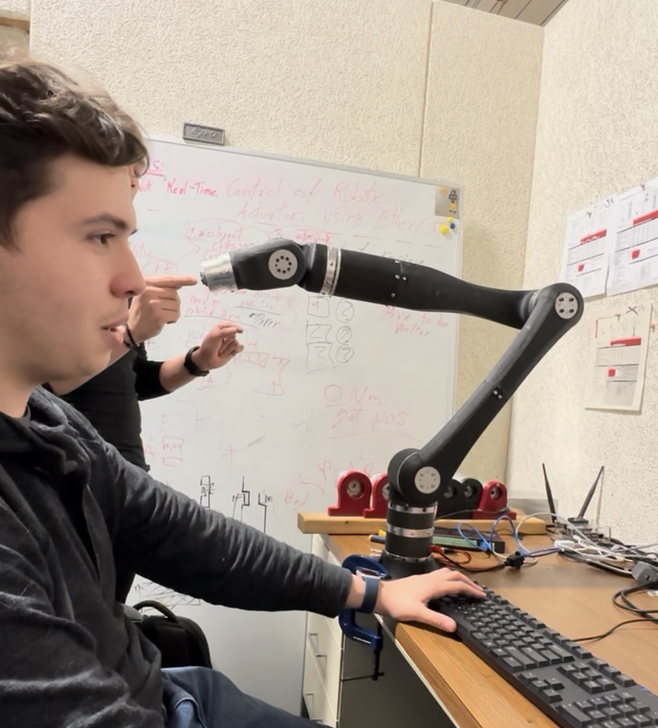 Hands-on robotics work during integration.